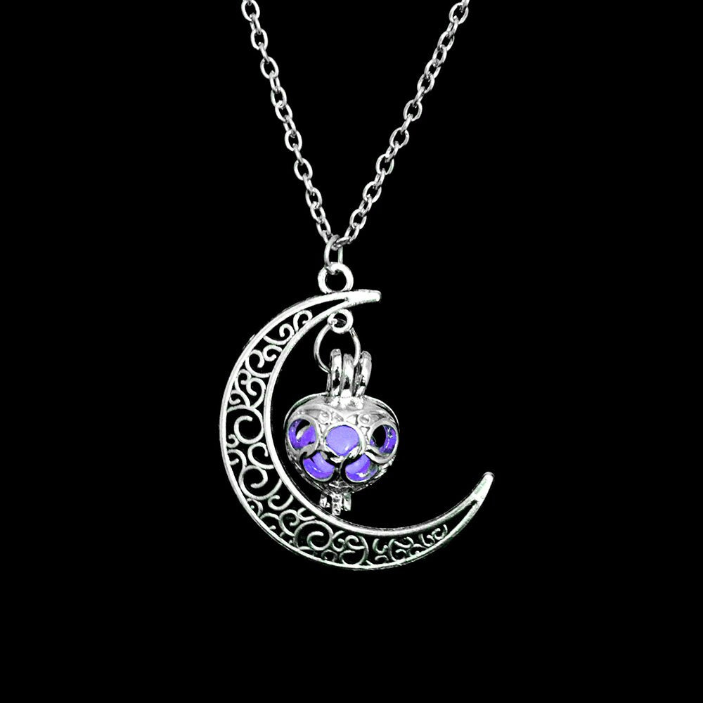 Glow In The Dark Necklace Moon Square Heart . Necklaces For Woman Hollow Water Drop Pendant Night Fluorescence Light
