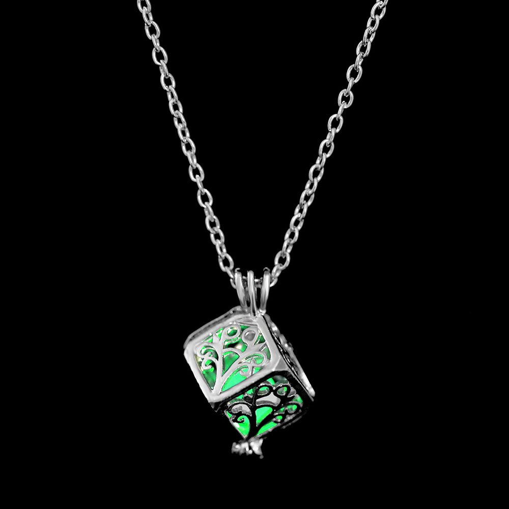 Glow In The Dark Necklace Moon Square Heart . Necklaces For Woman Hollow Water Drop Pendant Night Fluorescence Light