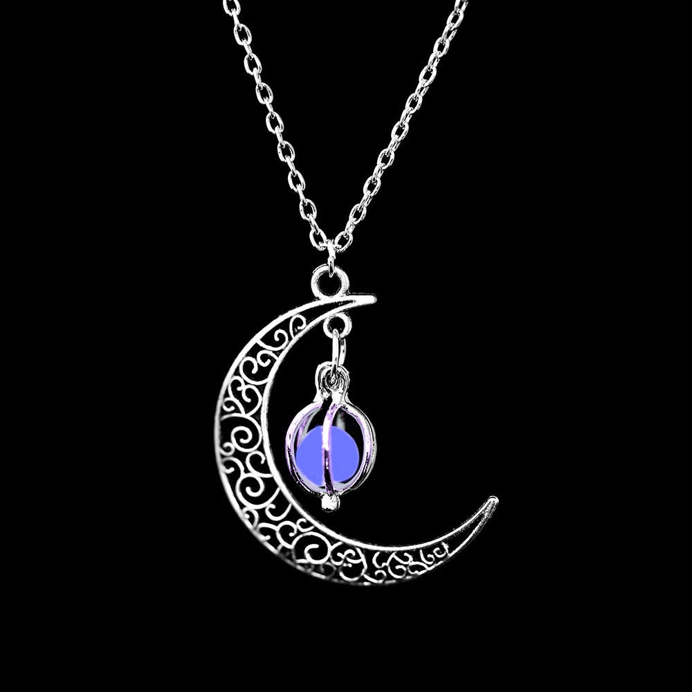 Glow In The Dark Necklace Moon Square Heart . Necklaces For Woman Hollow Water Drop Pendant Night Fluorescence Light