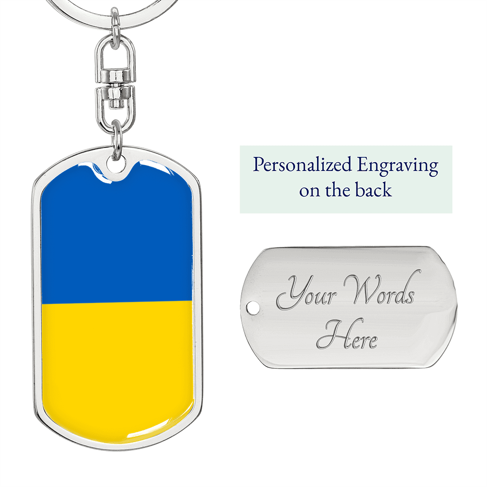 Stand for Ukraine Dog Tag Key Chain - World Salsa Championships