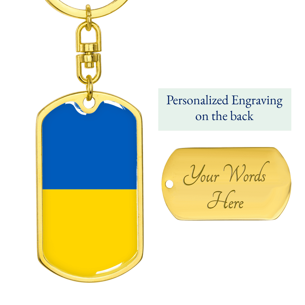 Stand for Ukraine Dog Tag Key Chain - World Salsa Championships