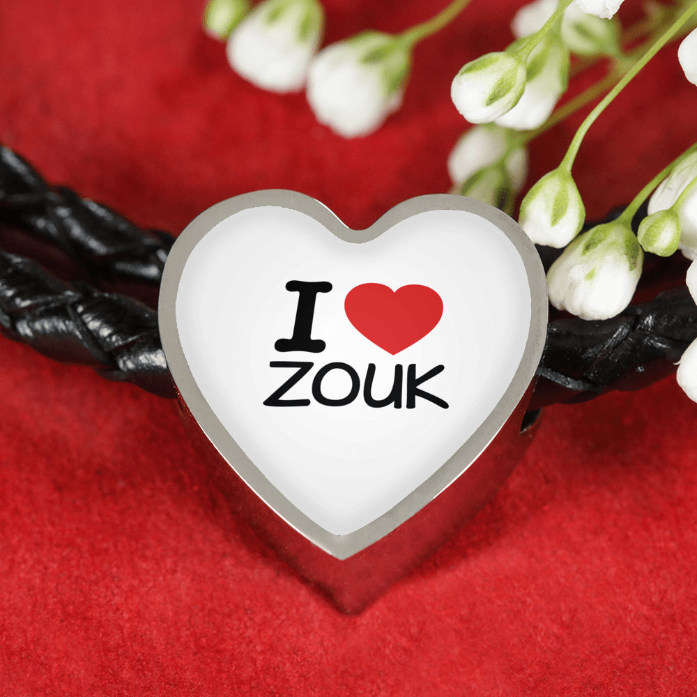 I love Zouk Woven Double-Braided Real-Leather Charm Bracelet - World Salsa Championships