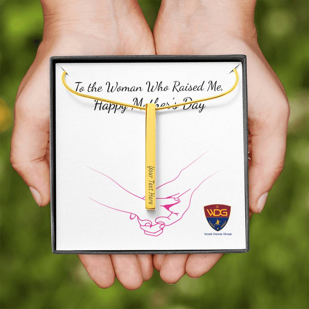 Vertical stick necklace is custom engraved to your liking - World Salsa Championships