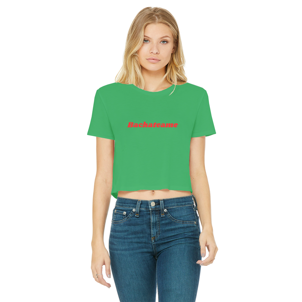 Bachateame Classic Women's Cropped Raw Edge T-Shirt