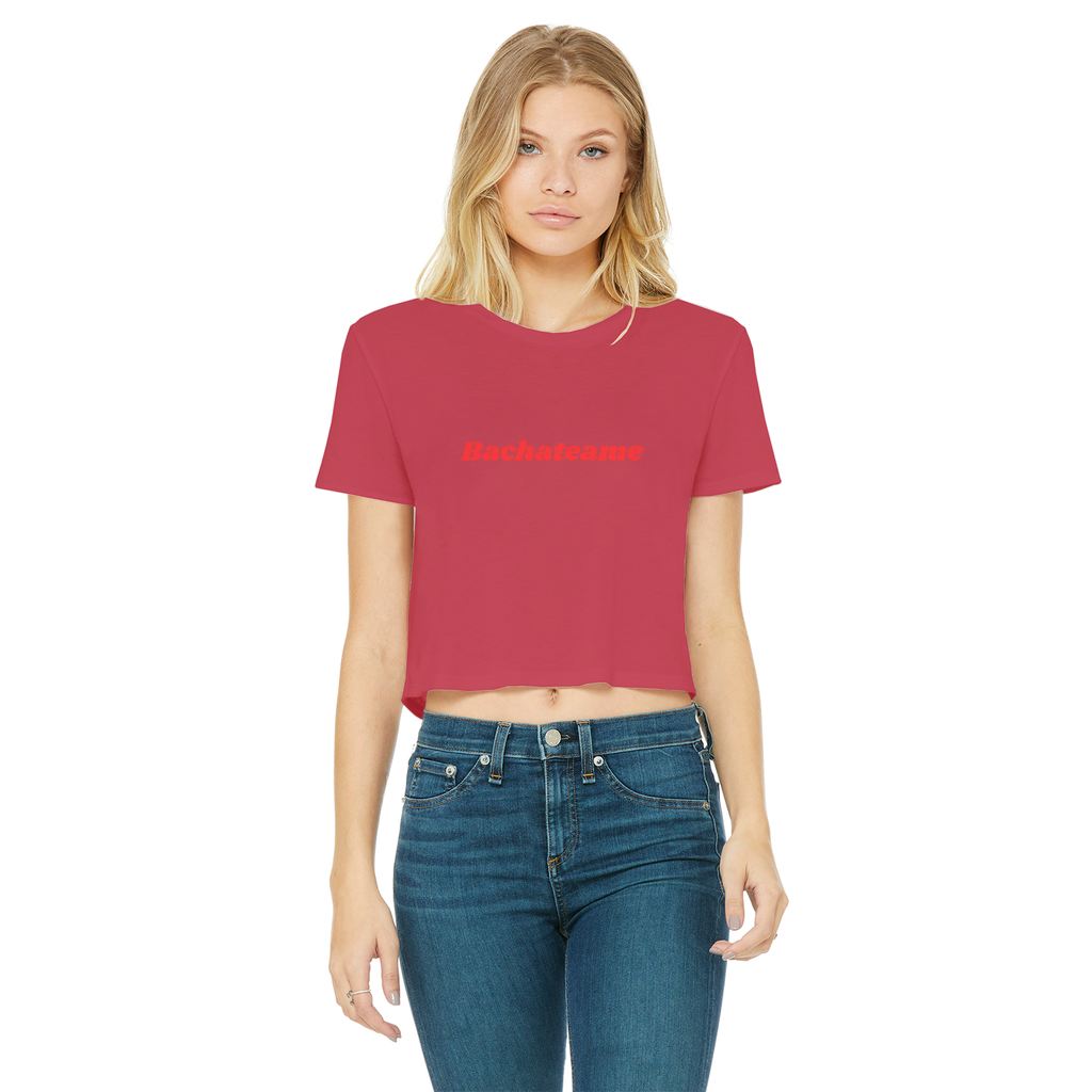 Bachateame Classic Women's Cropped Raw Edge T-Shirt
