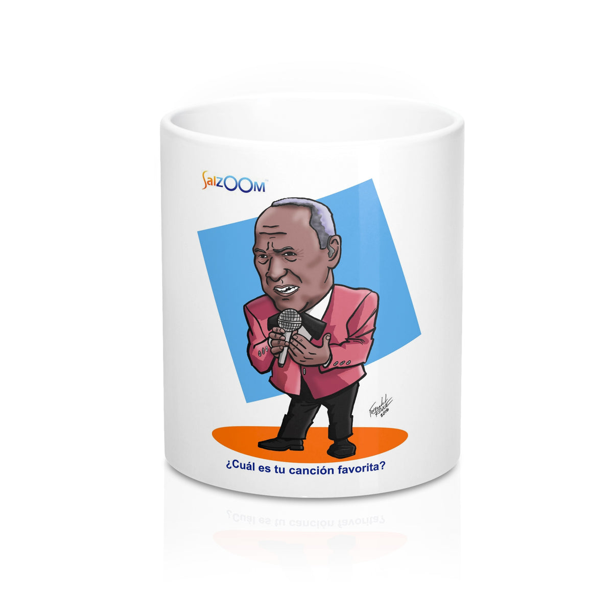 SalZOOM Mug 11oz-Cheo Feliciano Cartoon - World Salsa Championships