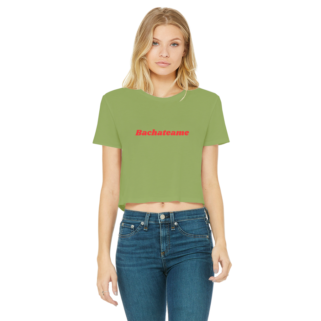 Bachateame Classic Women's Cropped Raw Edge T-Shirt