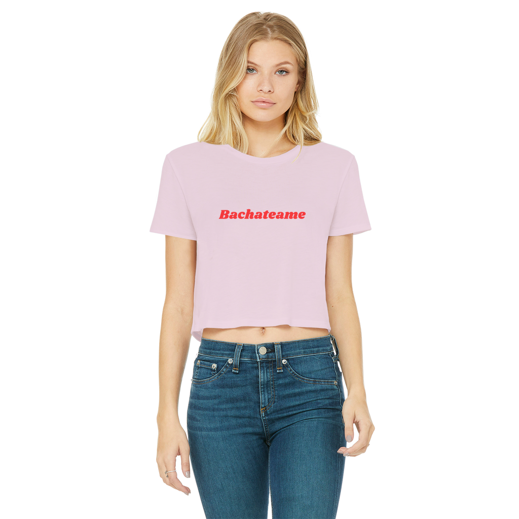 Bachateame Classic Women's Cropped Raw Edge T-Shirt