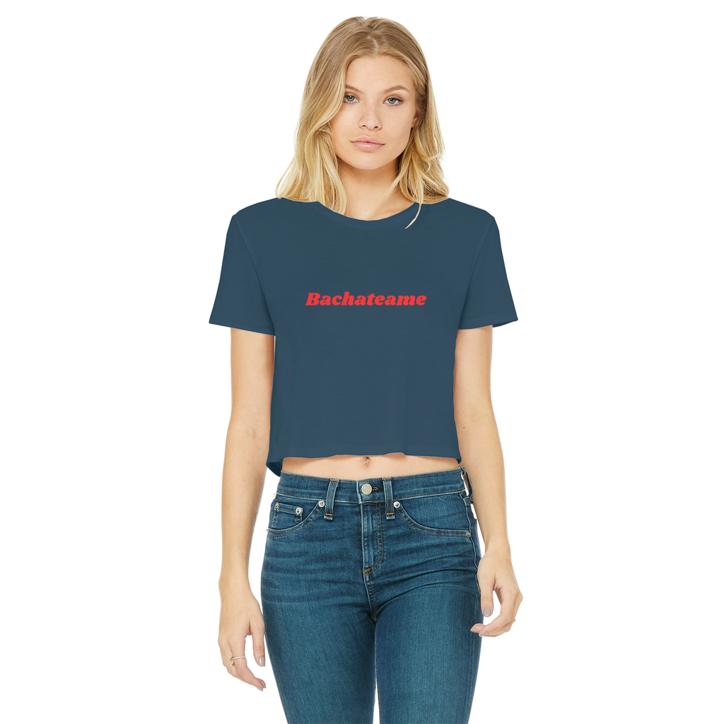 Bachateame Classic Women's Cropped Raw Edge T-Shirt