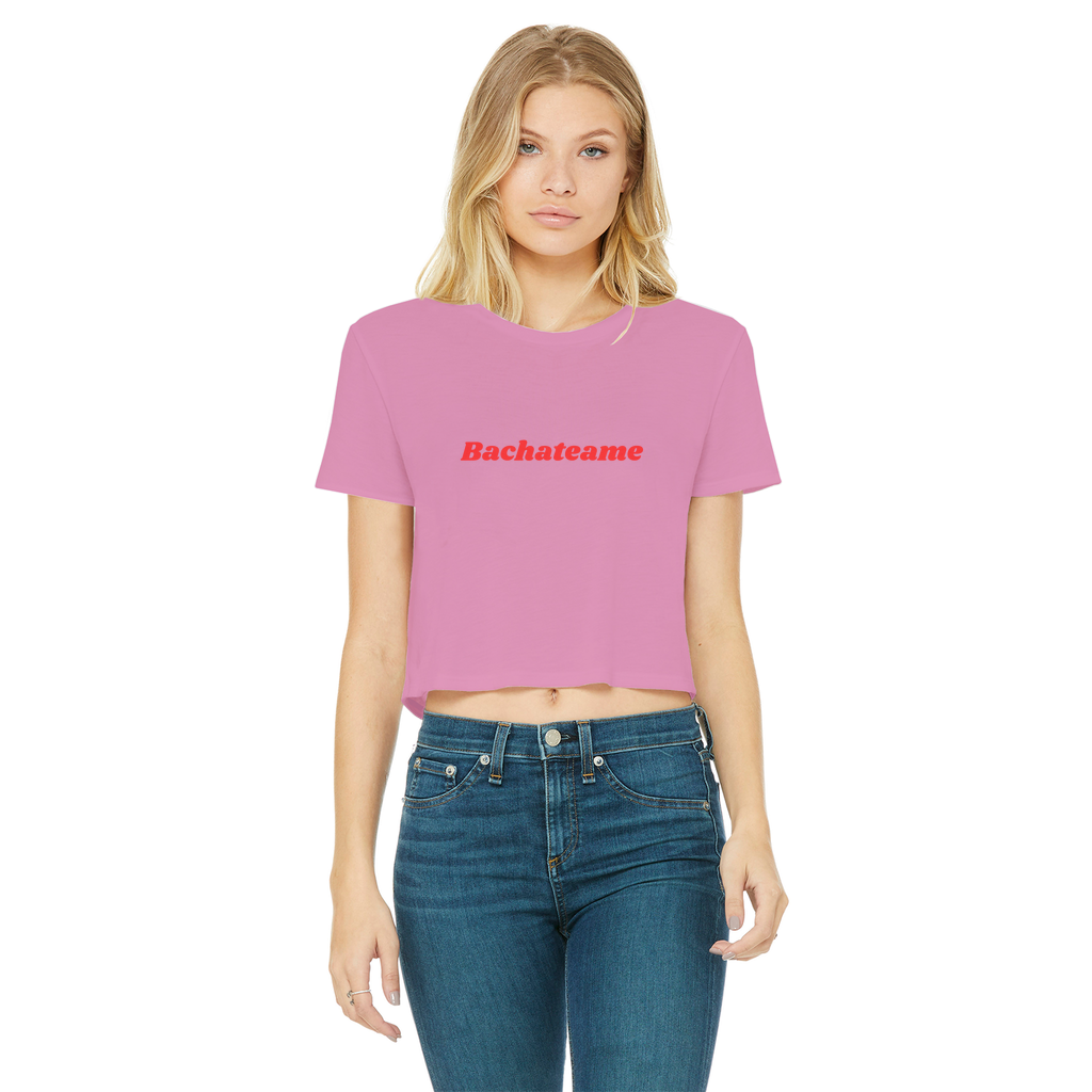 Bachateame Classic Women's Cropped Raw Edge T-Shirt