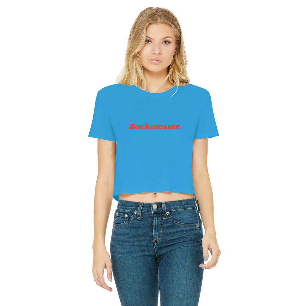 Bachateame Classic Women's Cropped Raw Edge T-Shirt