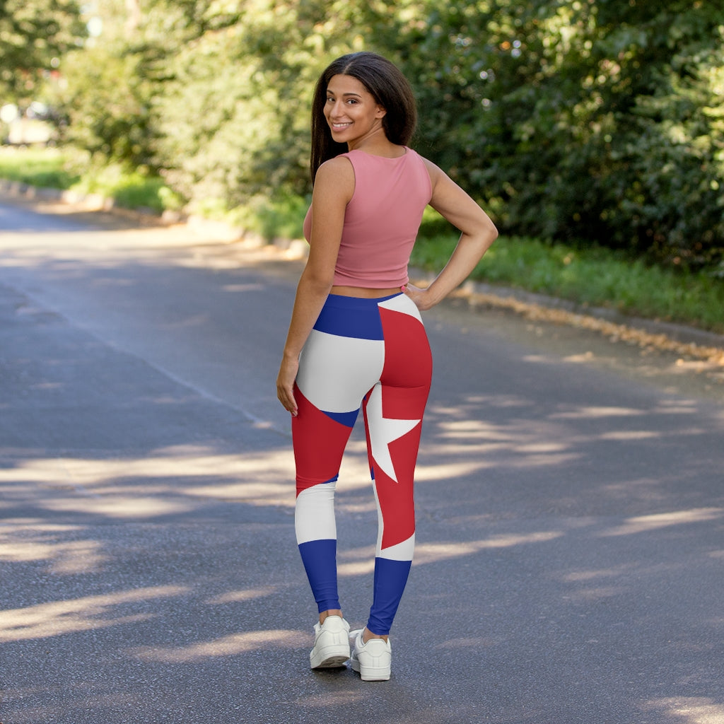 Women's Spandex Leggings-Cuban Flag
