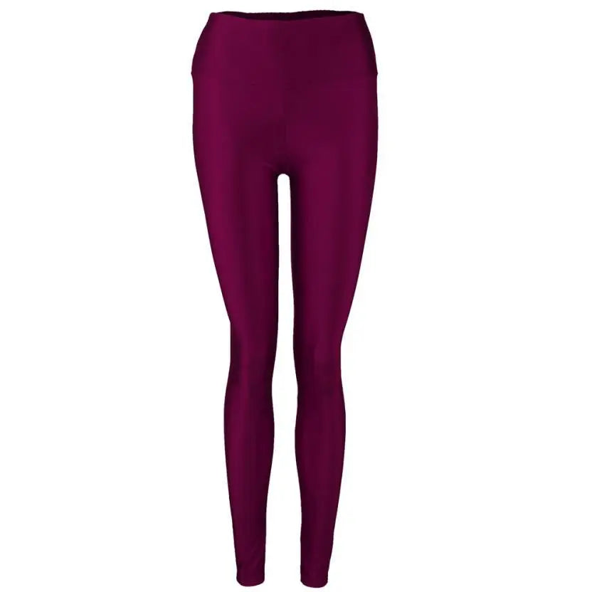 Leggins- Fashion Women Pants Shiny Elastic High Waist Stretchy Candy Colors Ladies Dance Leggings Slim Fit Nine pants - World Salsa Championships