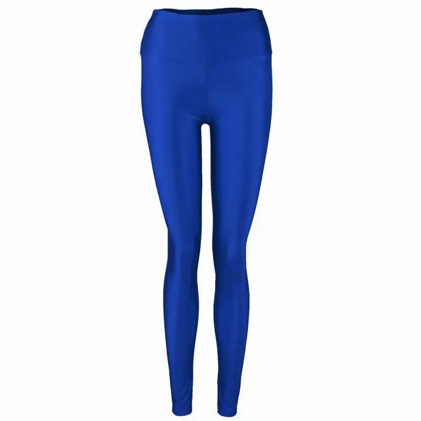Leggins- Fashion Women Pants Shiny Elastic High Waist Stretchy Candy Colors Ladies Dance Leggings Slim Fit Nine pants - World Salsa Championships