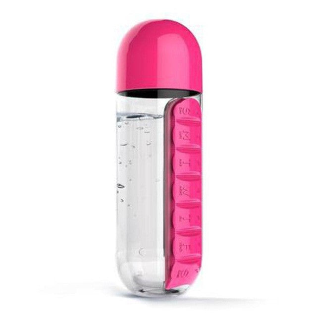 Dancer 2 in 1 Sport Water Bottle Built-in Daily 7 Daily Pill Box Vitamin Organizer 600ML - World Salsa Championships