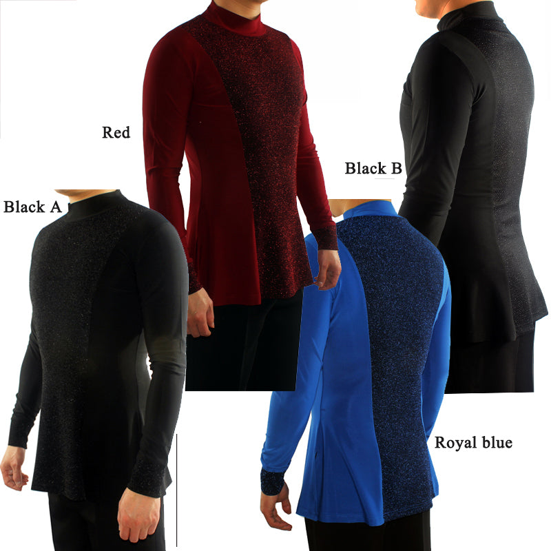 Ballroom  Latin Dance Shirts Men Clothes For Salsa Latin Dance Performance Practice Wear Adult Uniform Long Sleeve Tops DN1322 - World Salsa Championships