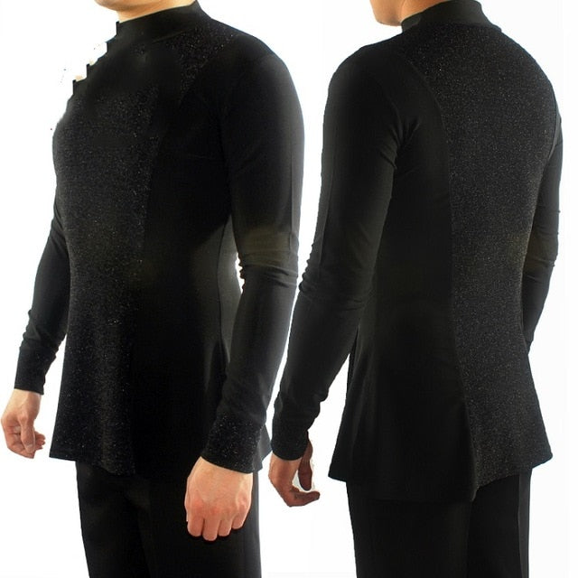Ballroom  Latin Dance Shirts Men Clothes For Salsa Latin Dance Performance Practice Wear Adult Uniform Long Sleeve Tops DN1322 - World Salsa Championships