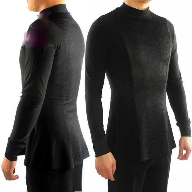 Ballroom  Latin Dance Shirts Men Clothes For Salsa Latin Dance Performance Practice Wear Adult Uniform Long Sleeve Tops DN1322 - World Salsa Championships