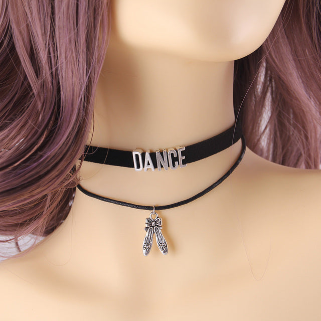 Gothic Dance KIZOMBA BACHATA SALSA ZOUK dancer Choker Necklace shoes Charm Pendant Velvet handmade Collar Jewelry for women
